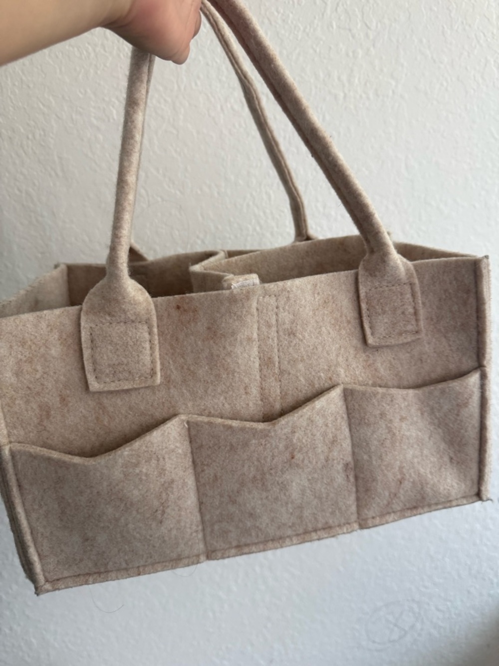 Felt Tote Organizer Bag in Light Beige - Picture 5 of 8